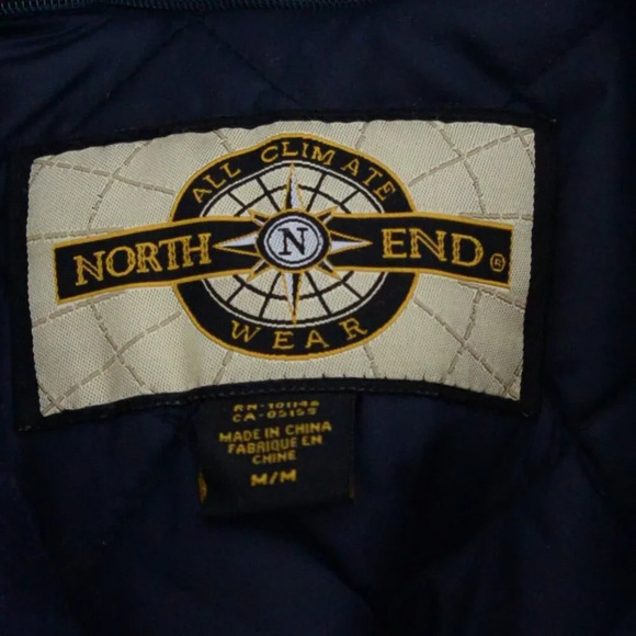 VTG North End Navy & Black Carpenters Logo Wool And Leather Varsity Bomber Coat - Picture 5 of 12